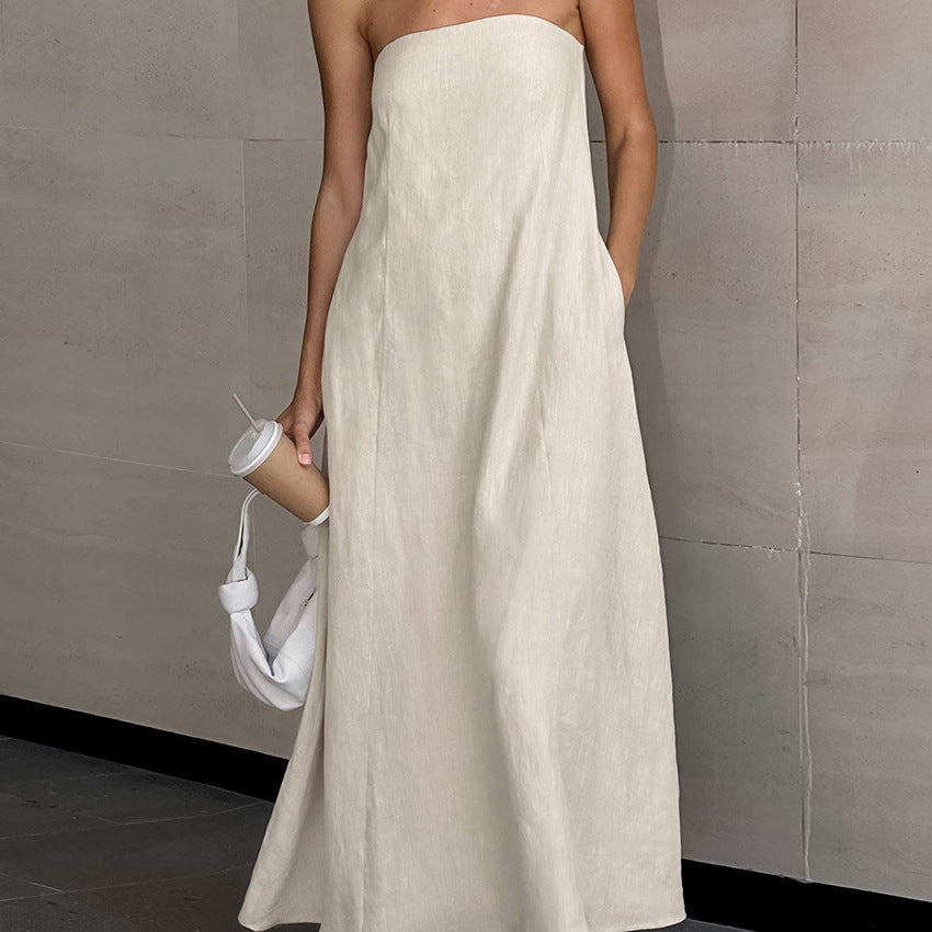 Tube Top High Waist  Backless Maxi Dress