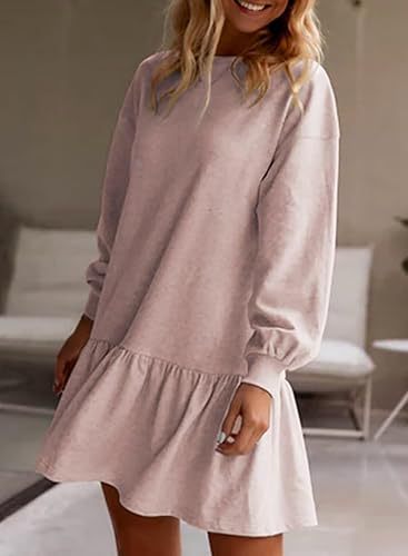 Crisscross Neckline Round Neck Long Sleeve Casual Sweatshirt Dress