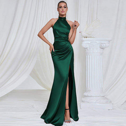 Halter Backless Elegant Long Slit Mop Dress SALEN - Fashally.com