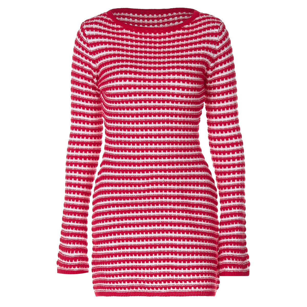 Striped Knitted Long Sleeve Dress