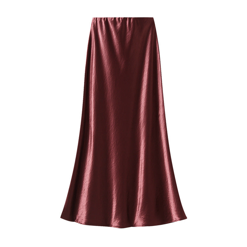 Elegant Pleated Streamer Satin Fishtail Skirt