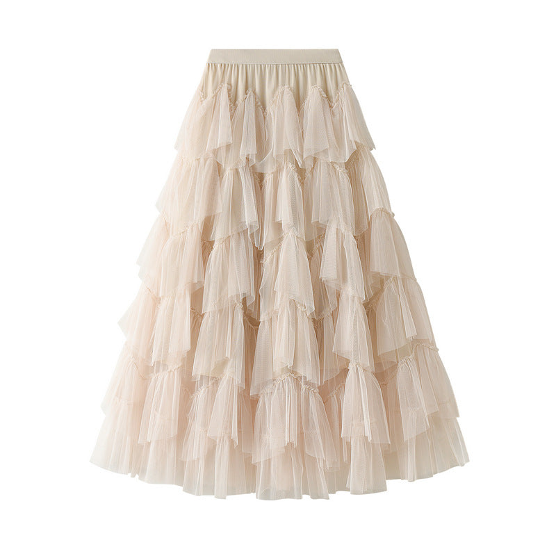 Spring Tiered Dress Mesh Long Skirt