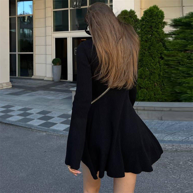 Long Sleeve Knitted Turtleneck Dress