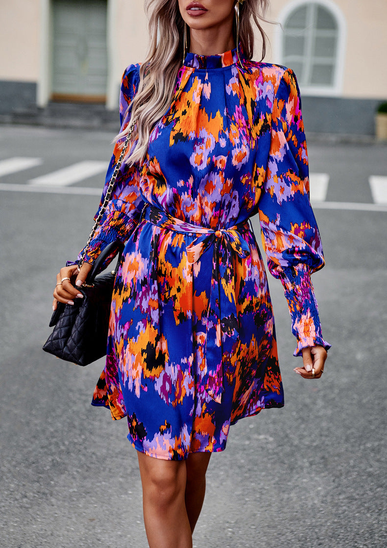 Printed Elegant Long Sleeve Dress