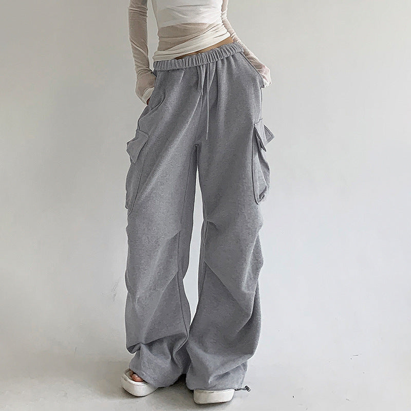 High Waist Multi Pocket Straight Leg Pants