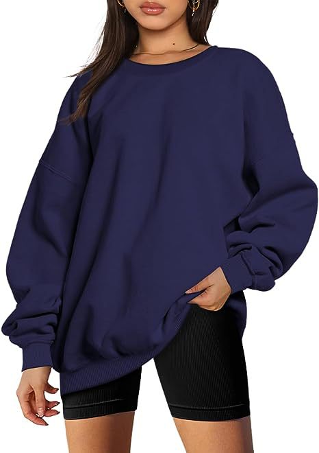 Losvallend, casual, met fleece gevoerd oversized sweatshirt met ronde hals