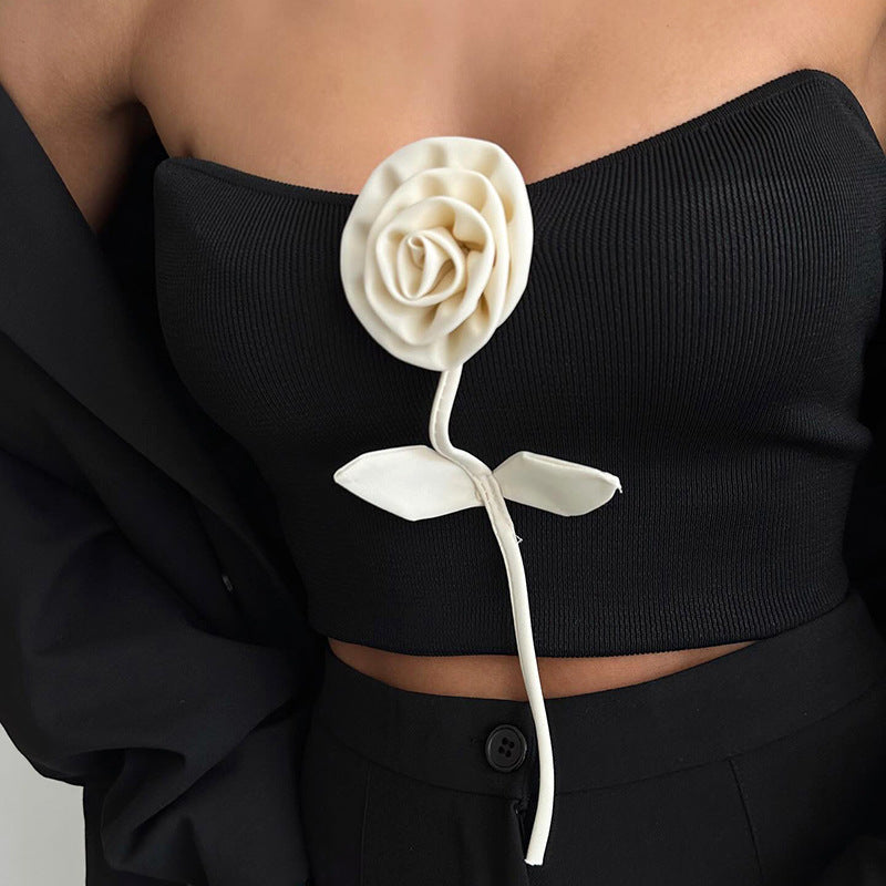 Sexy Röhrenoberteil mit dreidimensionaler Blumendekoration
