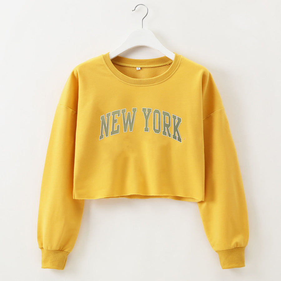 New York Letter Grafische print Kort los sweatshirt met lange mouwen