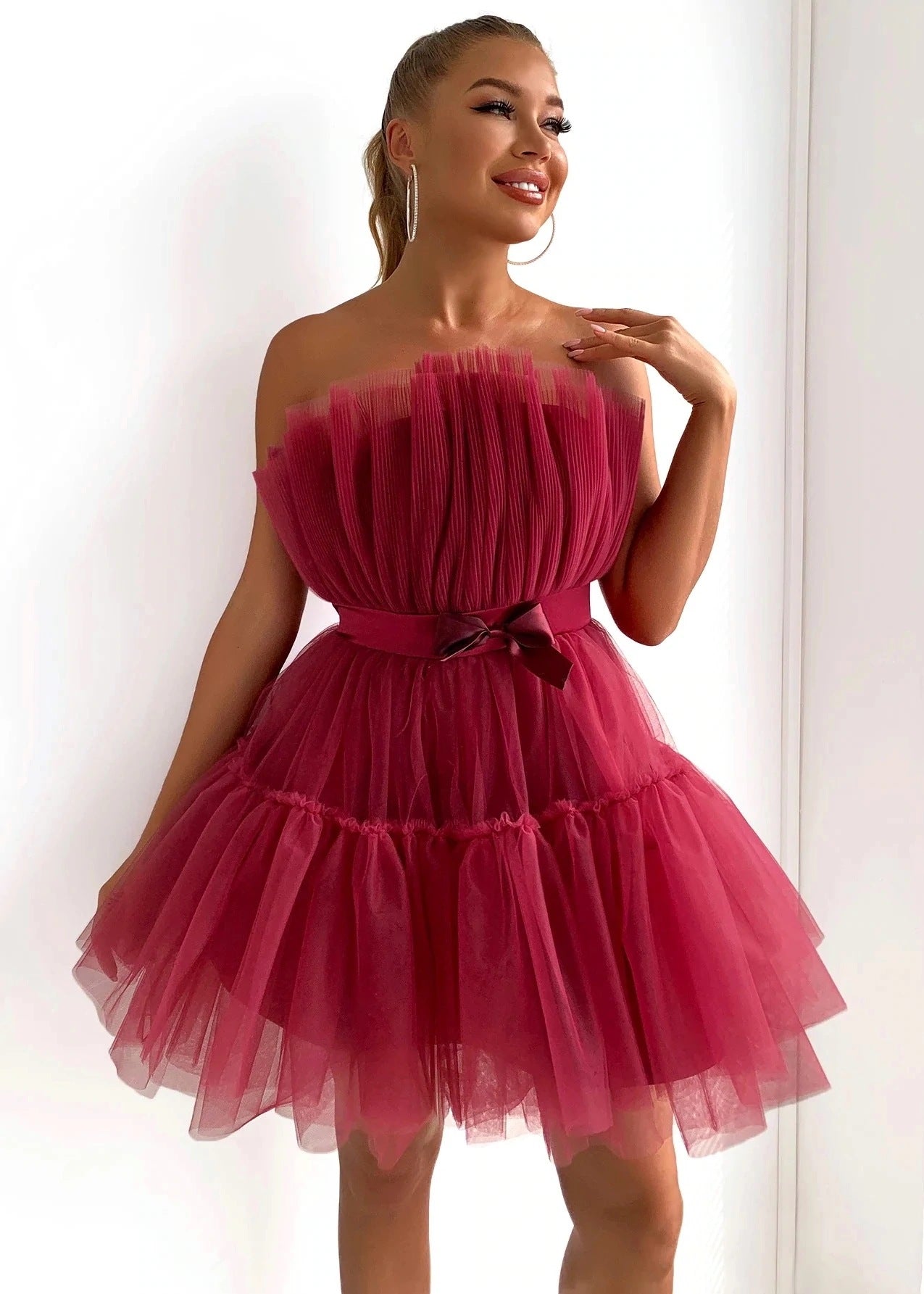 Top Mesh Graceful Bow Tutu Dress