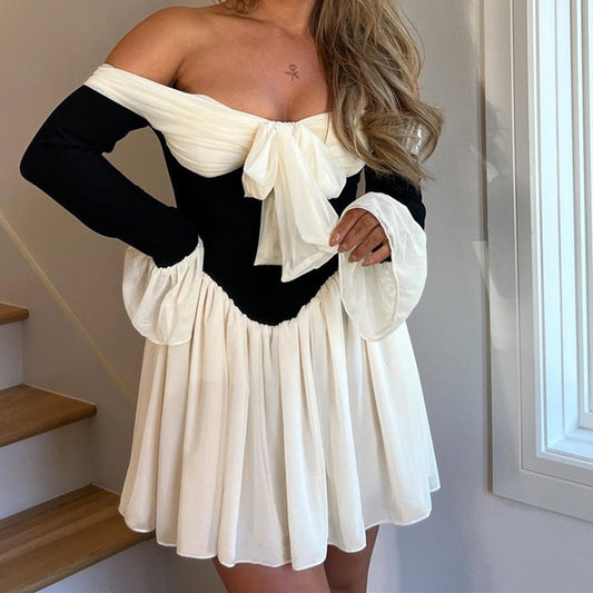 Sexy off-shoulder jurk met klokmouwen