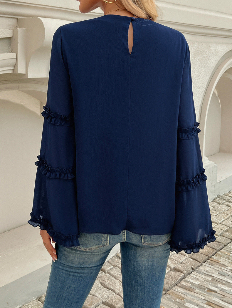 Elegant Loose Flared Long-Sleeved Shirt