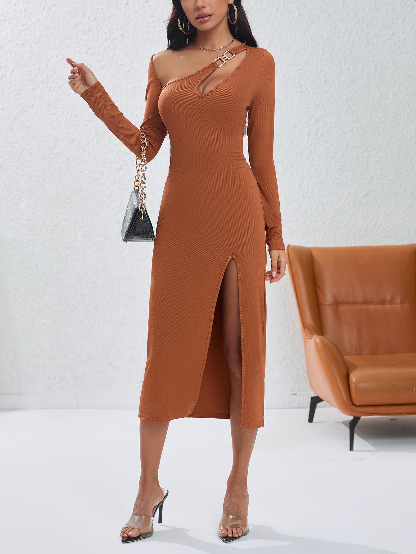 Sexy Irregular Asymmetric Hollow Out Cutout Out Slim Fit Dress
