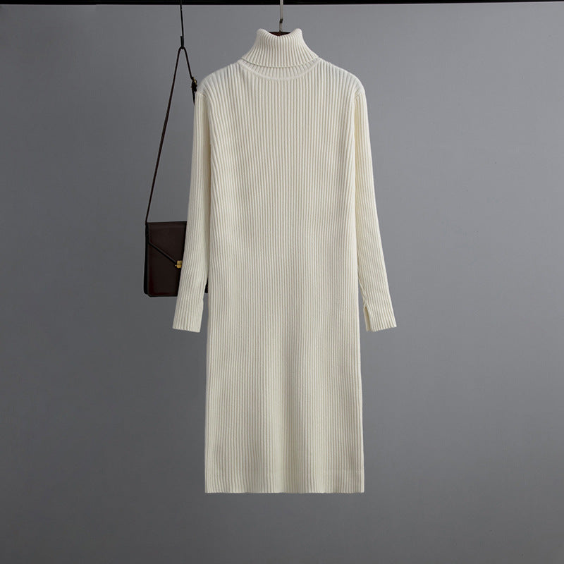 Turtleneck Mid Length Knitted Bottoming Sweater Dress