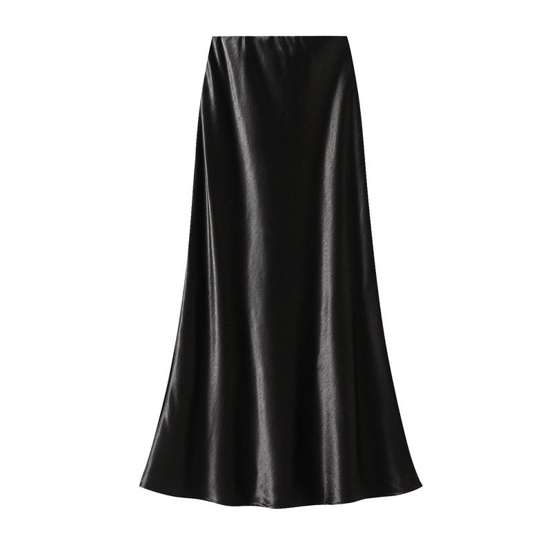 Elegant Pleated Streamer Satin Fishtail Skirt