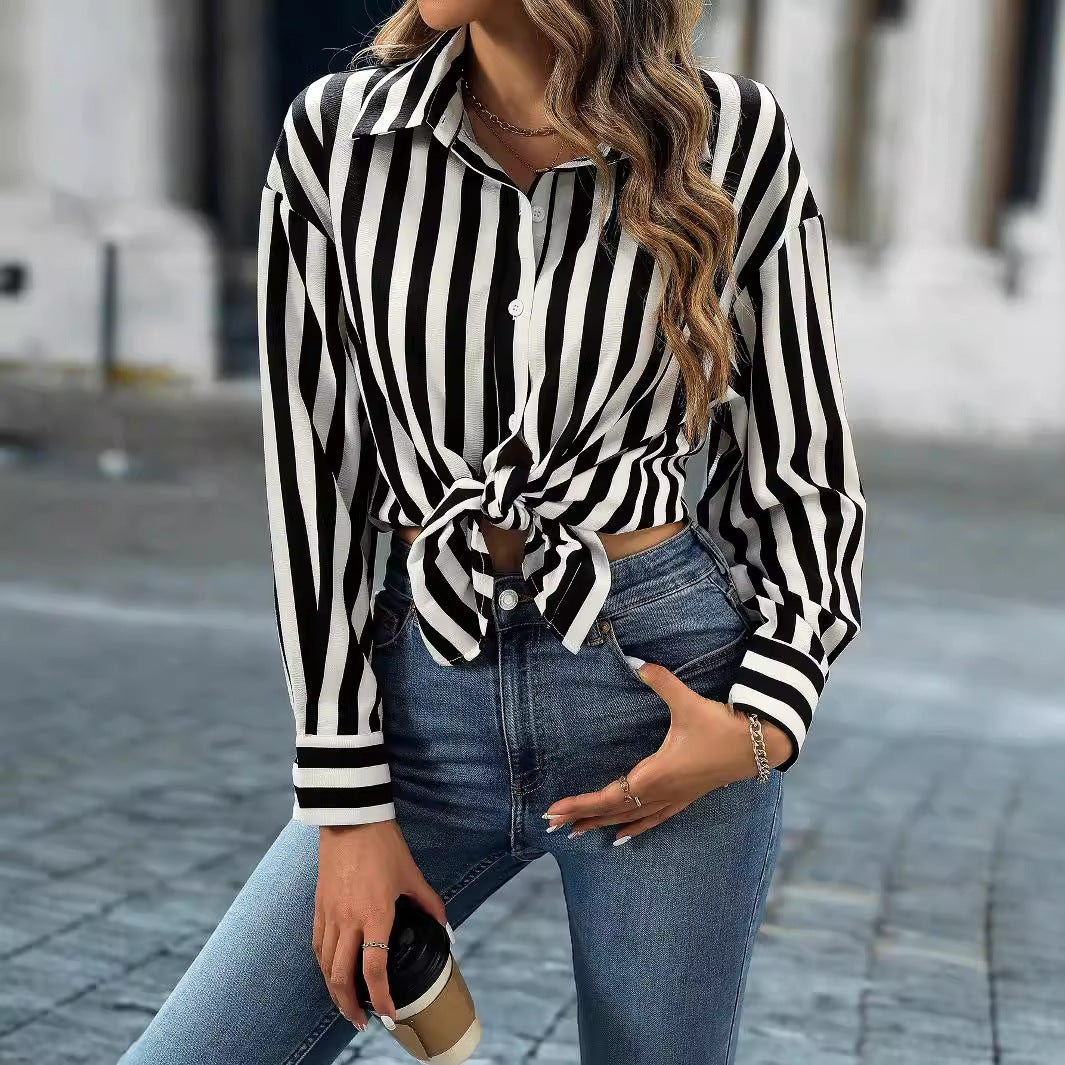 Striped Collared Long Sleeve Shirt