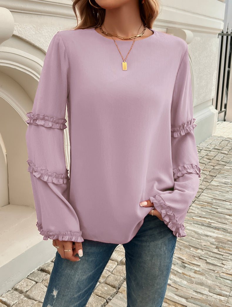 Elegant Loose Flared Long-Sleeved Shirt