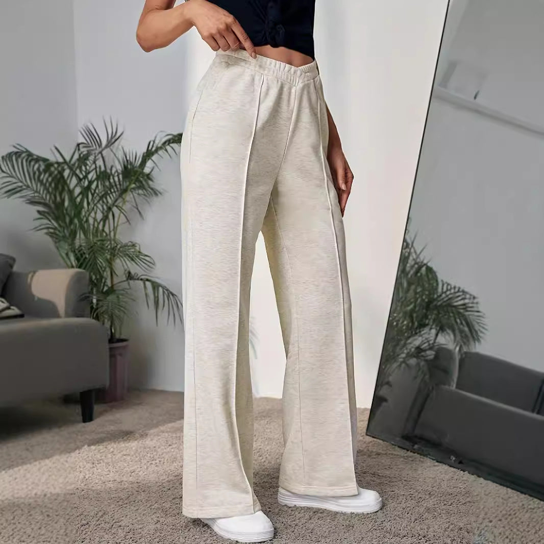 Pantalon large taille haute à effet drapé