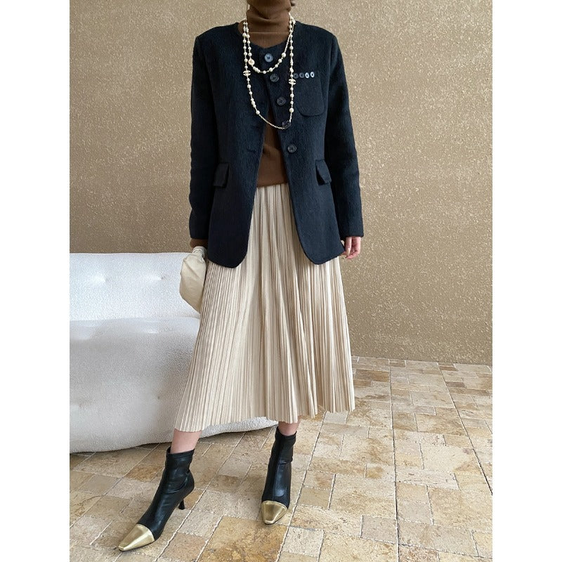 Office A Line Pleated Skirt