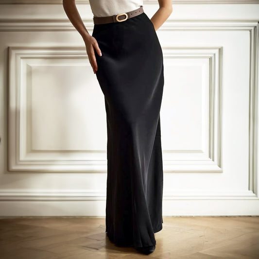 Satin Long High Waist Hip Mop Fishtail Skirt