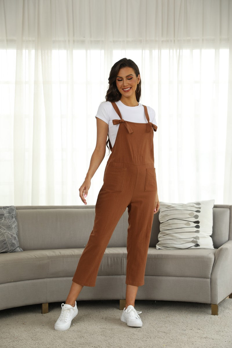 Cotton Linen Casual Trousers Jumpsuit