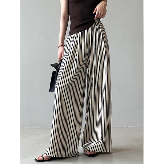 Elastic Waist Striped Wide Leg Pants