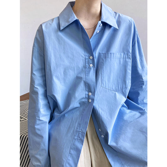 French Casual Simple Solid Color Shirt