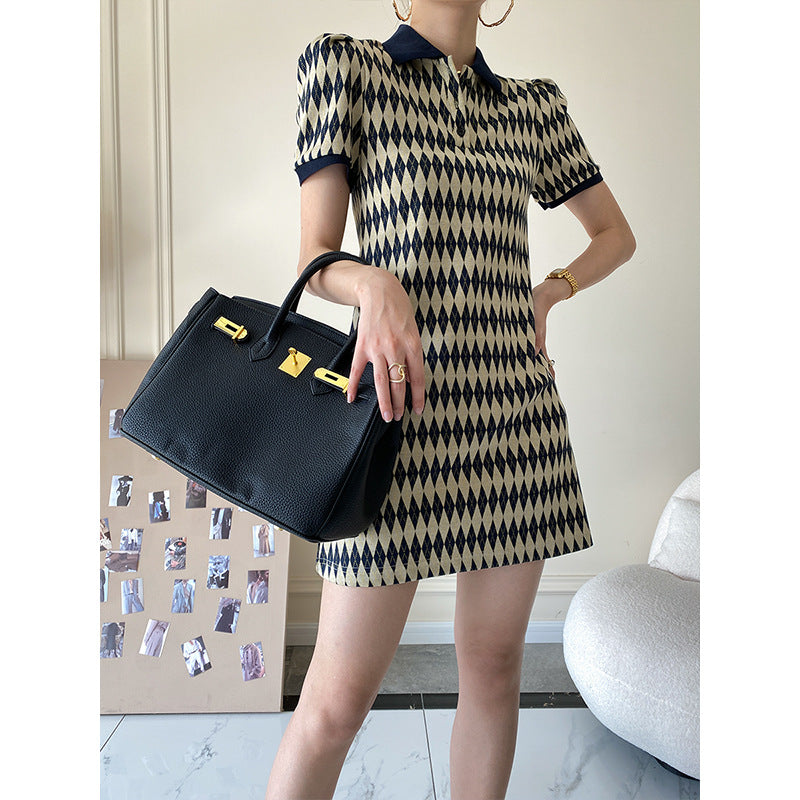 Polo Collar Rhombus Dress