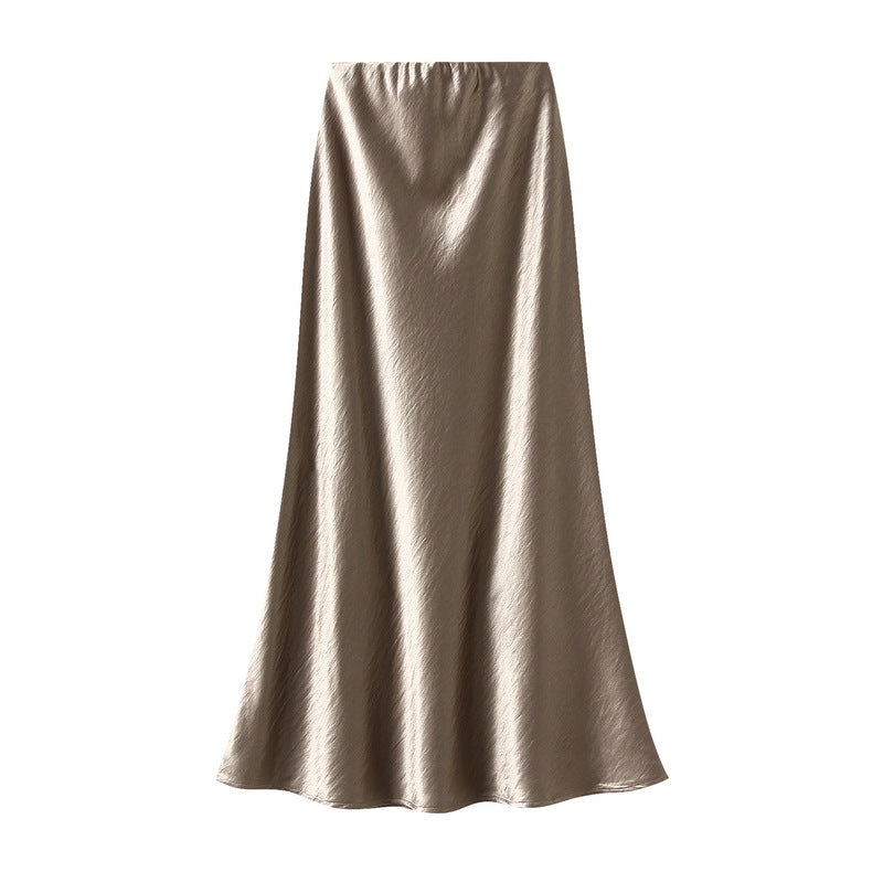 Elegant Pleated Streamer Satin Fishtail Skirt