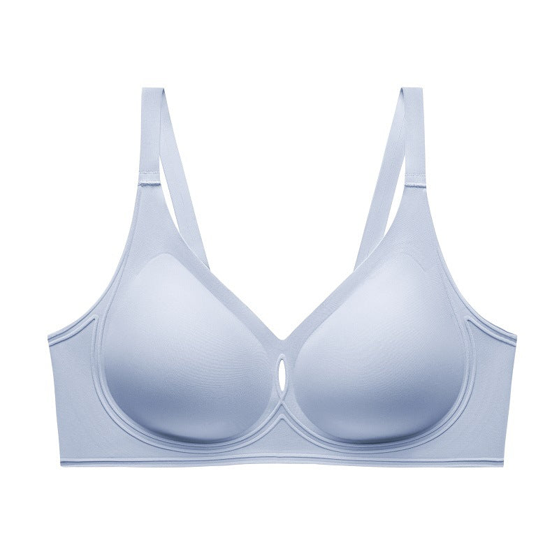 Seamless 3D Flocking Silicone Jelly Soft Support Wireless Thin Comfortable Bra Set