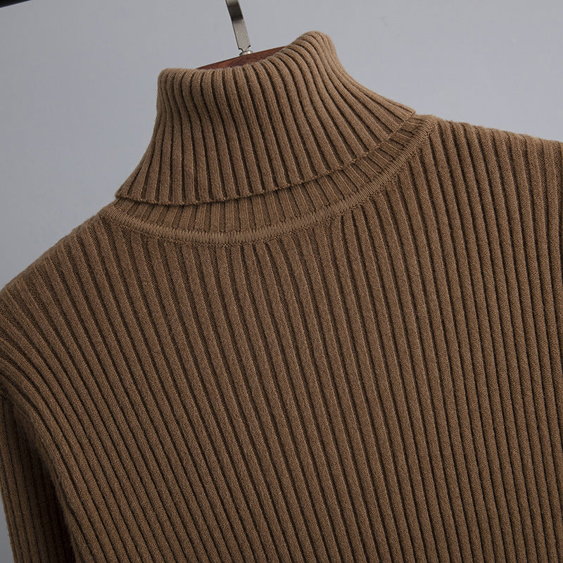 Turtleneck Mid Length Knitted Bottoming Sweater Dress