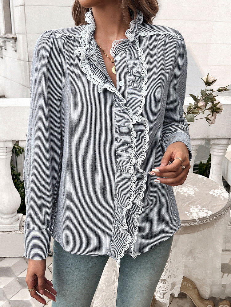 Elegant Lace Long Sleeved Shirt