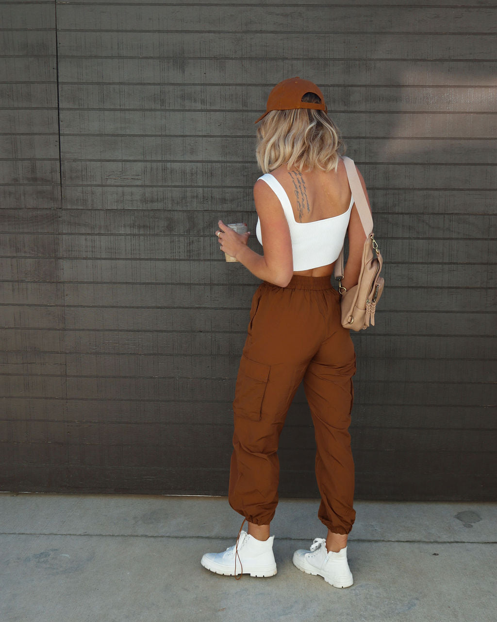 Elastic Waist Loose Drawstring Ankle Tied Cargo Pants