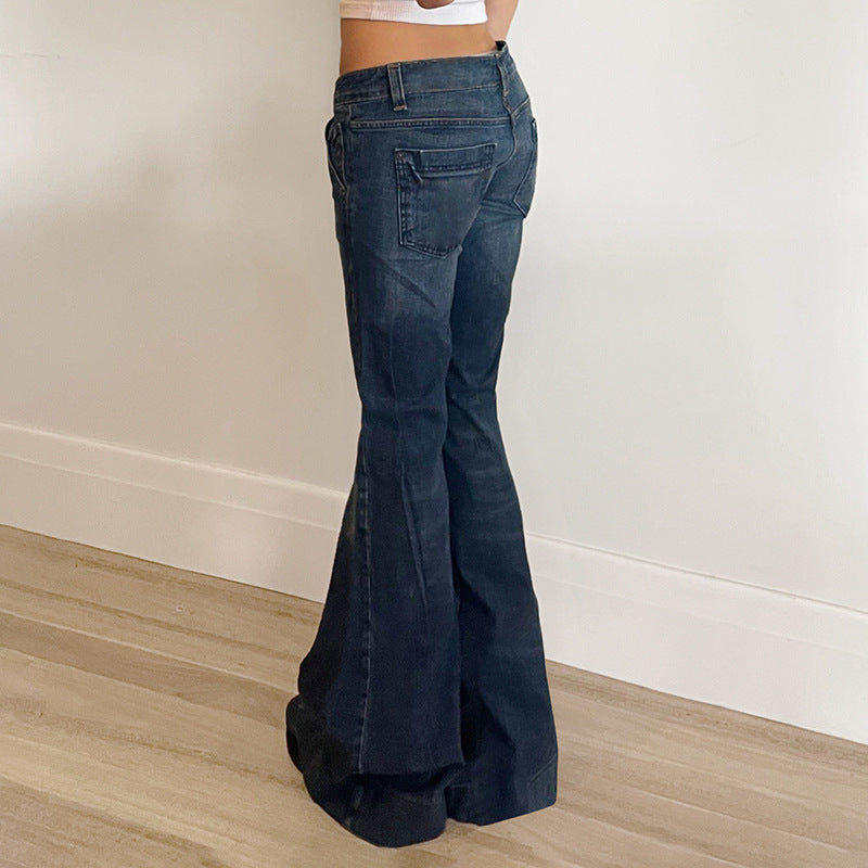 Retro Sexy Washed Worn Low Waist Skinny Jeans