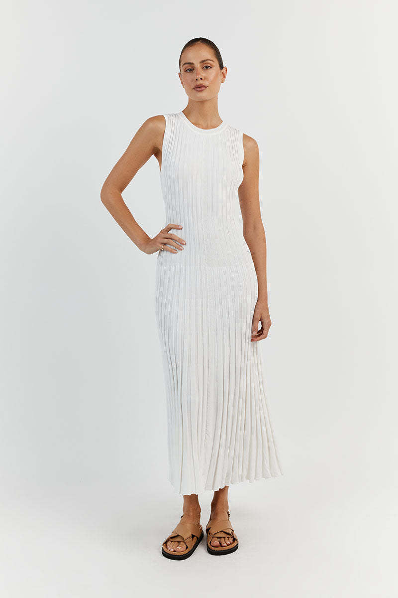 Round Neck Stripe Slimming Knitted Maxi Dress
