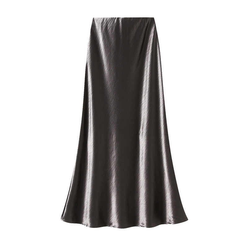 Elegant Pleated Streamer Satin Fishtail Skirt