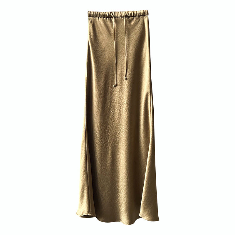 Drawstring Satin Skirt