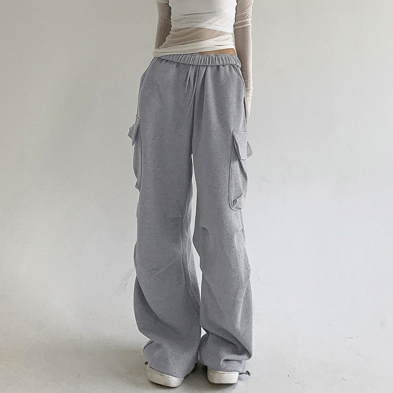 High Waist Multi Pocket Straight Leg Pants