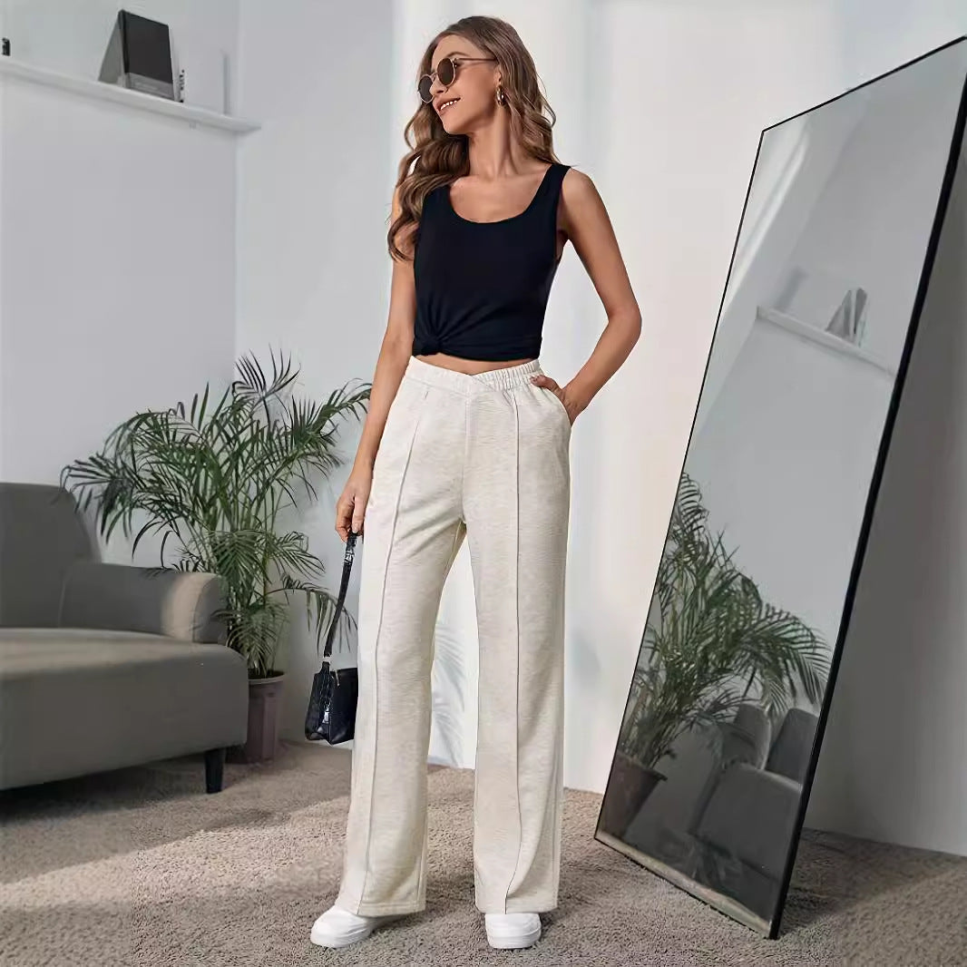 Draping Effect High Waist Wide Leg Pants