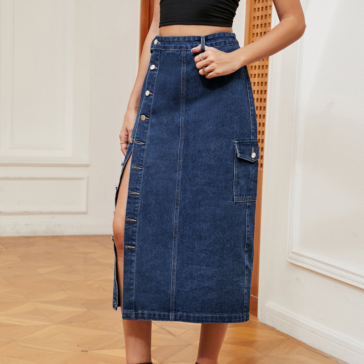 Sexy Semi Elastic Denim Casual Skirt