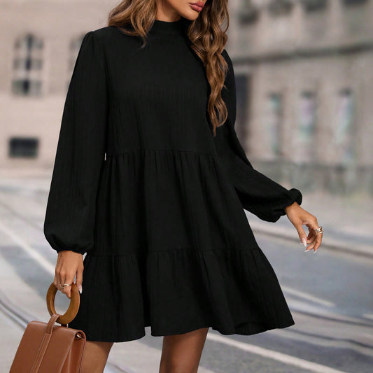 Loose Round Neck Long Sleeved Dress
