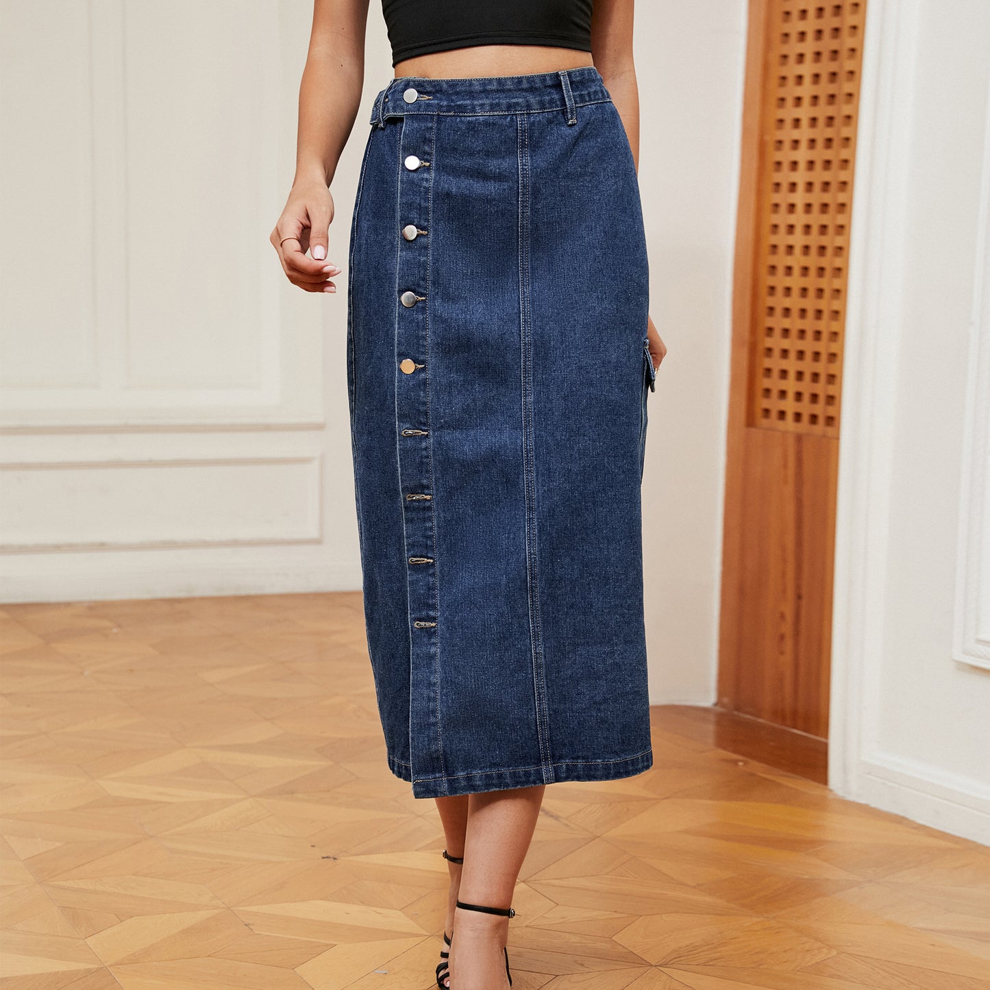 Sexy Semi Elastic Denim Casual Skirt