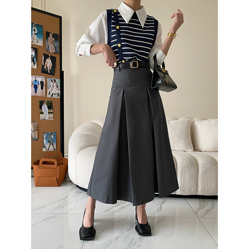 Cut A line Pleated Skirt