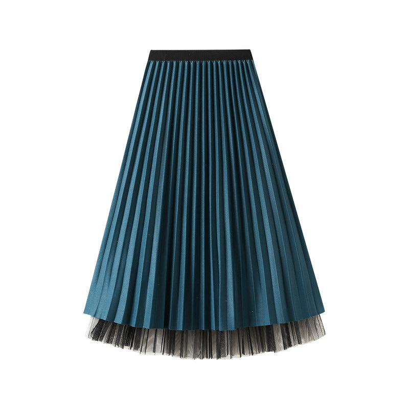 Bright Silk Pleated Skirt