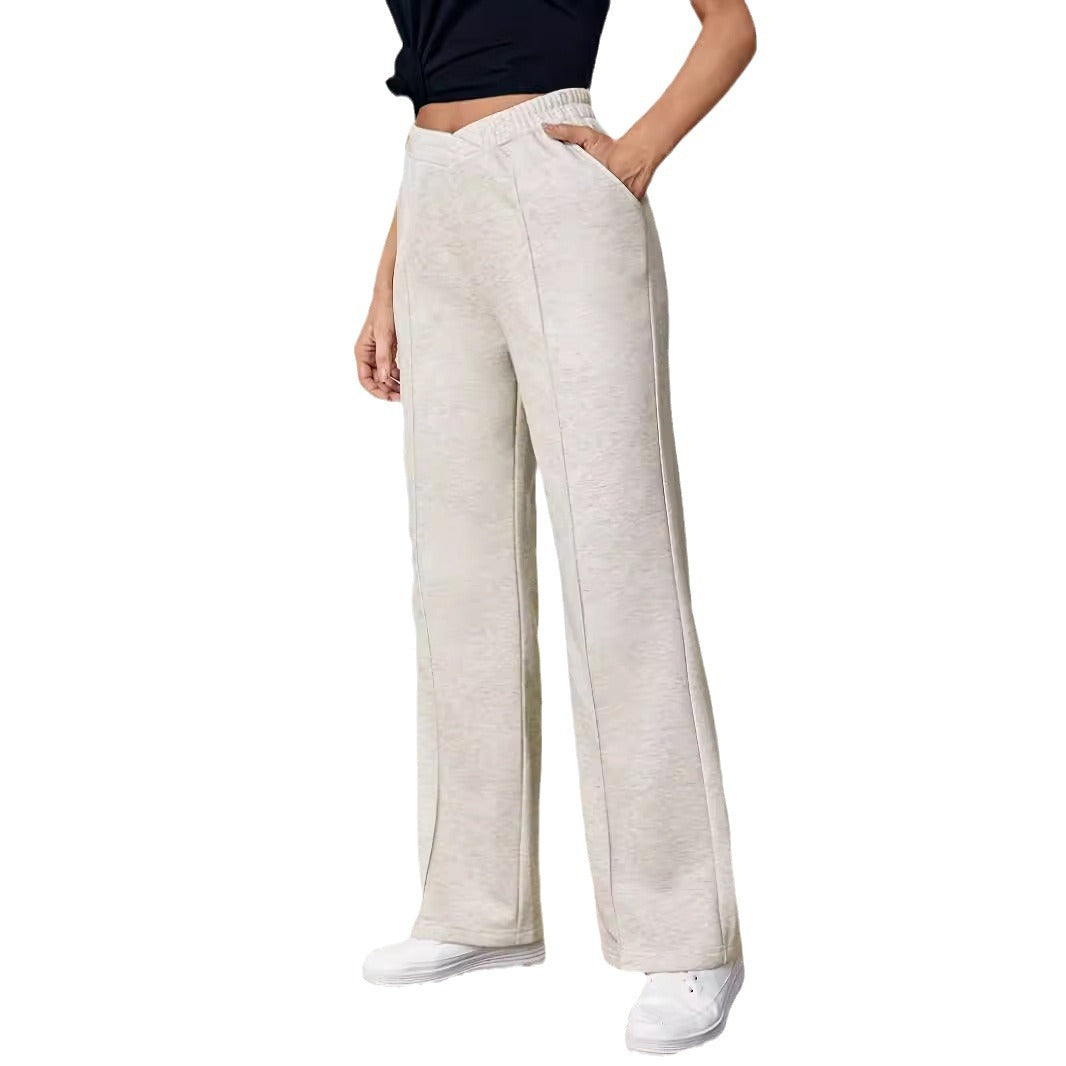 Draping Effect High Waist Wide Leg Pants