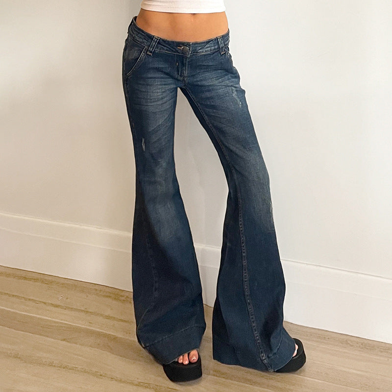 Retro Sexy Washed Worn Low Waist Skinny Jeans