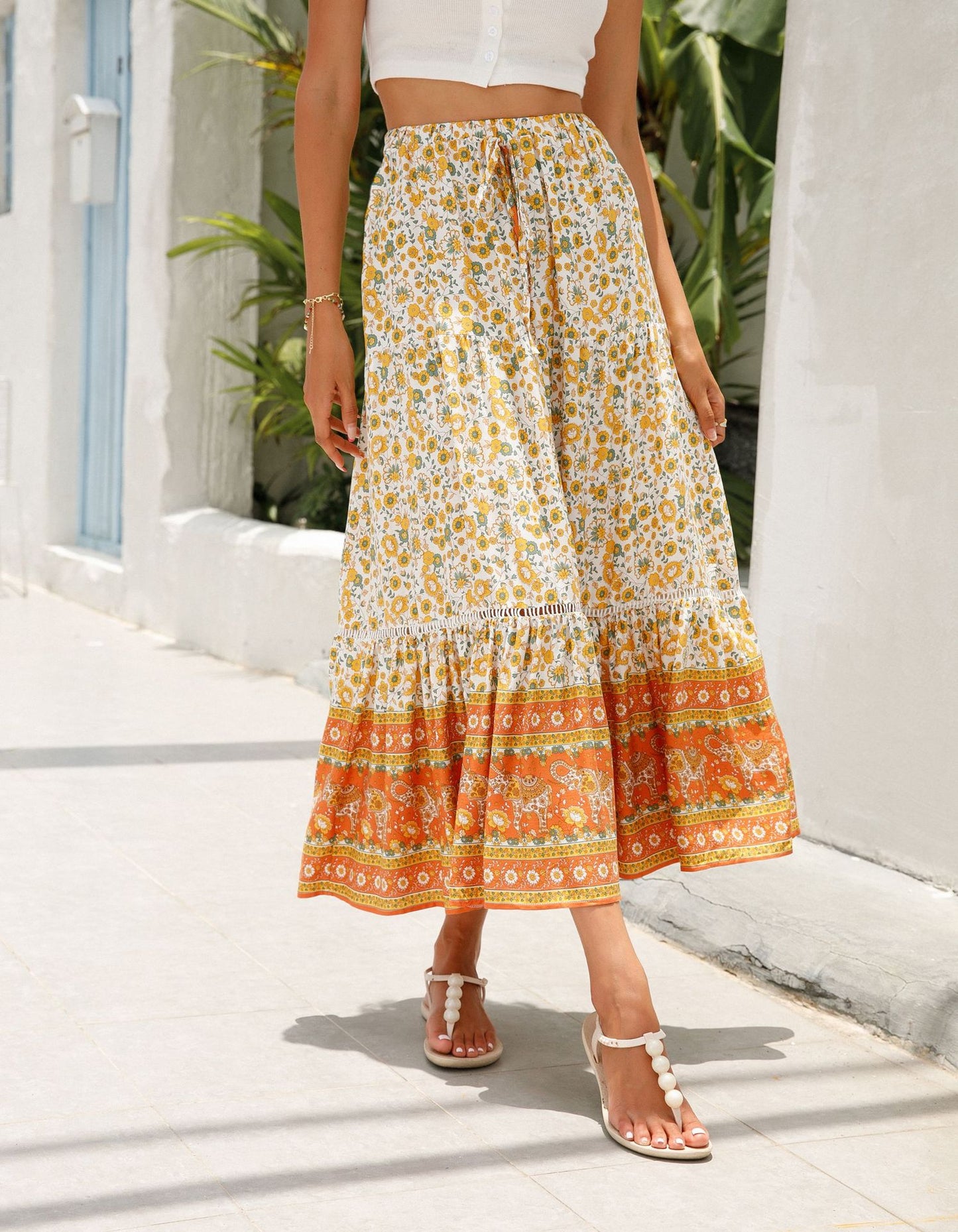 Rayon Bohemian Beach Vacation Skirt