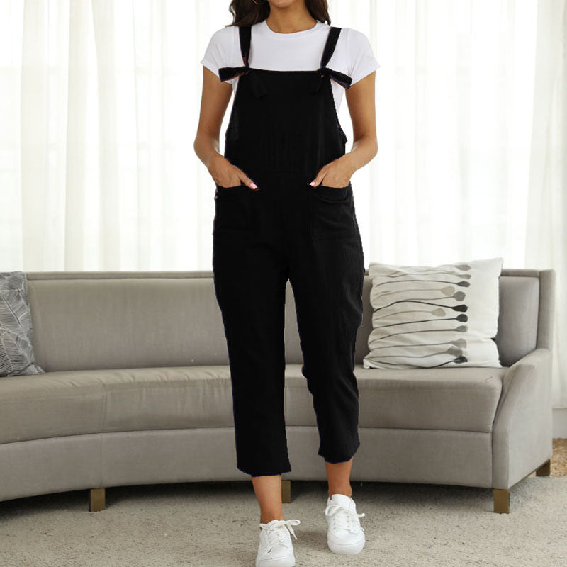 Cotton Linen Casual Trousers Jumpsuit