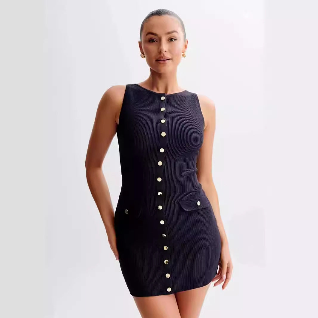 Elegant Sleeveless Round Neck Mini Dress