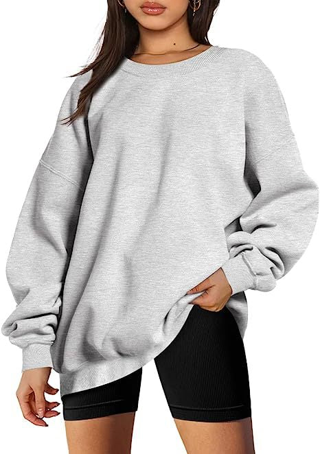 Round Neck Loose Casual Fleece Lined Oversized Sweatshirt