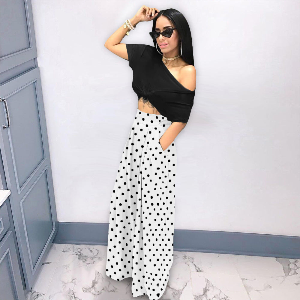 Printed Flared Wide Leg Casual Pants